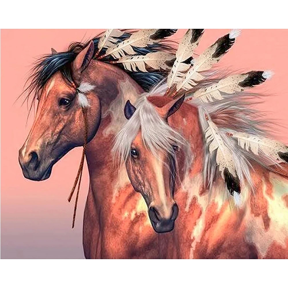 

DIY 5D Full Diamond Painting Cross Stitch Two horses Mosaic Diamond Embroidery Needlework Patterns Rhinestone kits