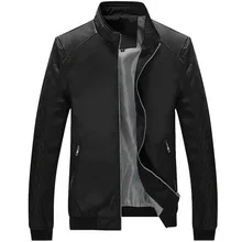 Spring Autumn Fashion Men Jacket Big Size M-6XL Stand Collar Casual Jackets Men Coats PU Leather Spliced Design Classical Jacket Spring Autumn Fashion Men Jacket Big Size M-6XL Stand Collar Casual Jackets Men Coats PU Leather Spliced Design Classical Jacket