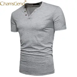 2019 летние Для мужчин s рубашка с коротким рукавом мода v-образным вырезом хлопок рубашки slim Fit Для мужчин топы Повседневное мужские рубашки