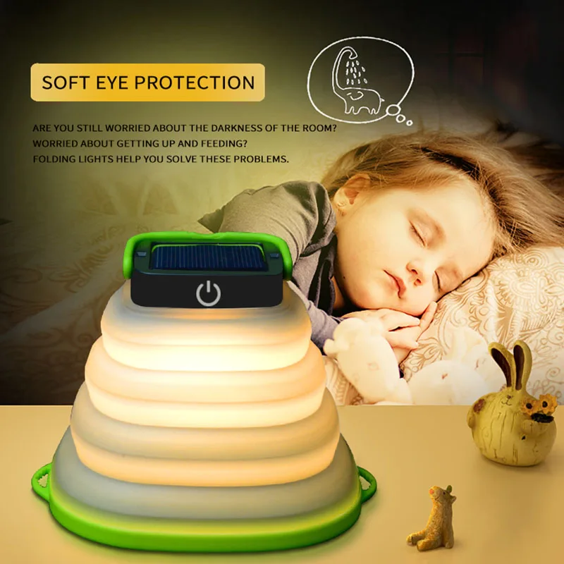 

Portable Solar LED Lantern Lights Waterproof Collapsible Outdoor Hiking Tent Camping Lamp JA55