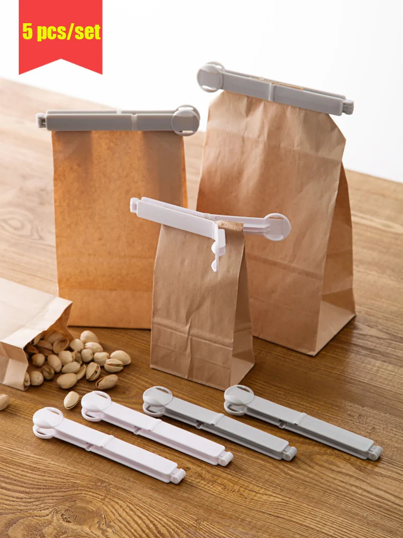 5 pcs Food Bag Seal Clip Clamp Plastic Storage Sealing Rods Sealer