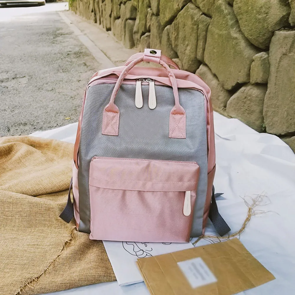 Color : Beige, Size : Free Size Lightweight School Bag Canvas Backpack Unisex Leisure Travel Bag Large Capacity Bag Travel Bag for Women