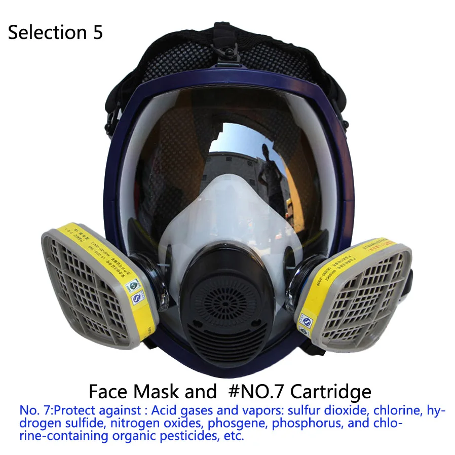 Противогаз+ фильтрующий картридж, полностью респиратор, противогаз, 2 в 1, функция, силиконовая маска, промышленность, покраска, распыление, Анти-пыль - Цвет: Selection 5