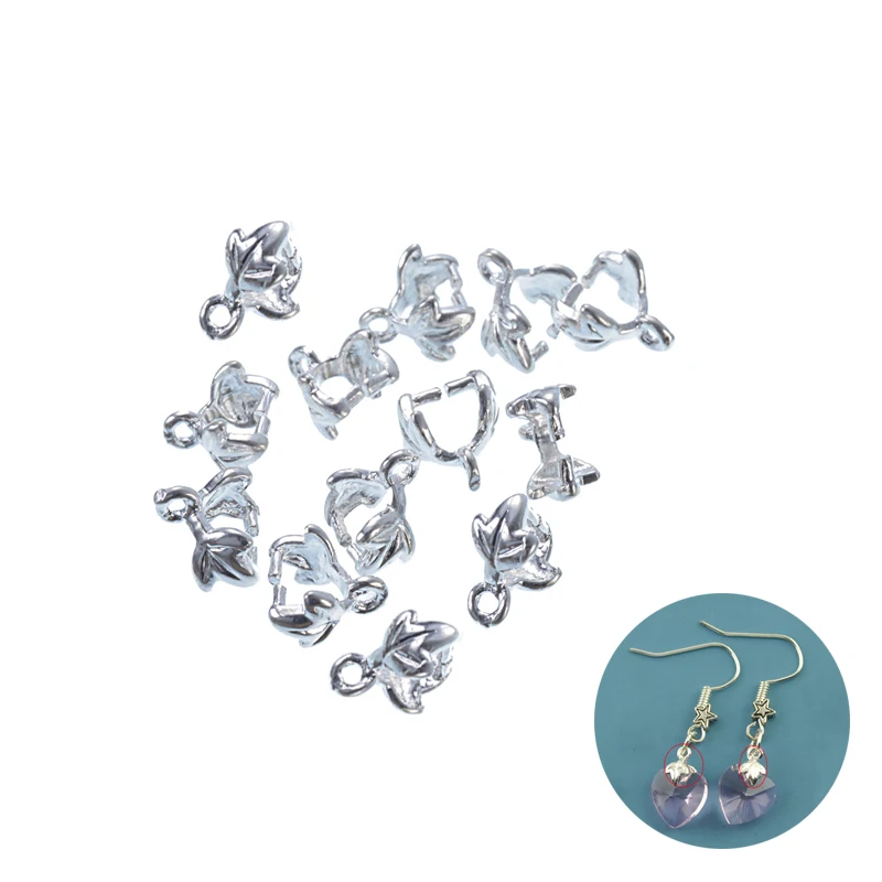 

30pcs/pack Pendant Ear Clip Clasp Leaf Pinch Clip Bail Connectors Bail Beads Jewelry Findings DIY Jewelry Accessories 7x7mm