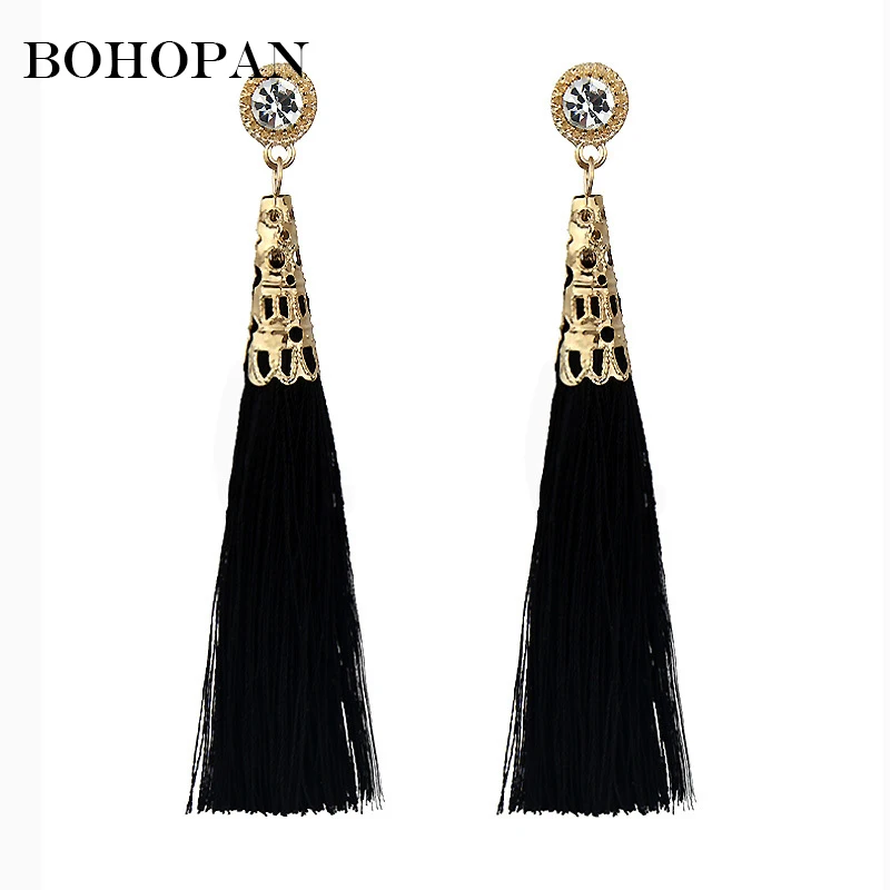 Vintage Tassel Earrings For Women Crystal Alloy Long Drop Fashion Geometric Jewelry Female Statement 2018 Gift | Украшения и