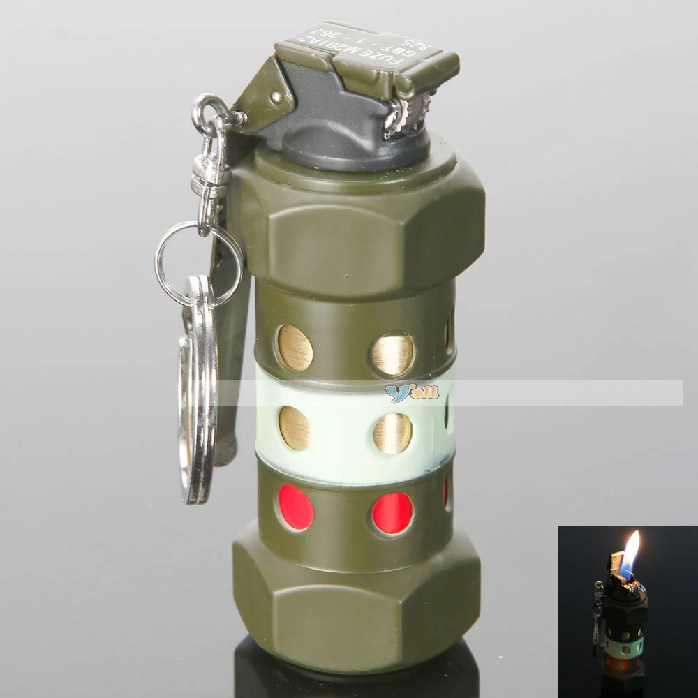 Novelty Grenade Refillable Butane Gas Cigarette Cigar Lighter Key Chain Lamp 825-13010793 | Дом и сад