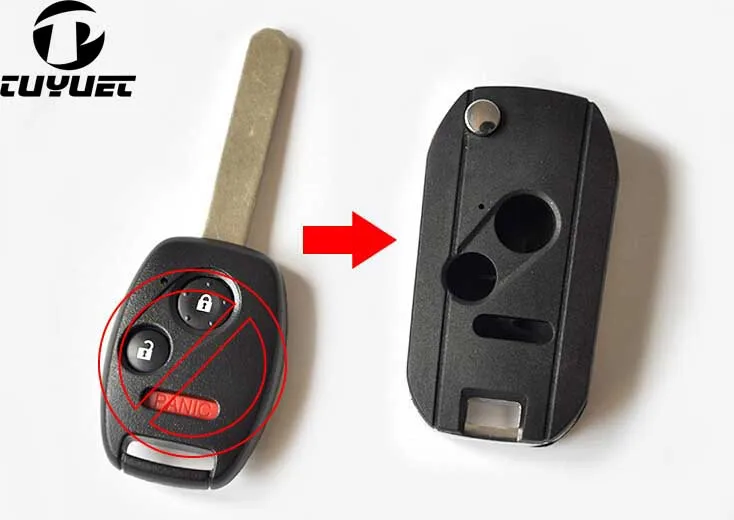 3/2+ Panic Buttons Modified Flip Folding Remote Key Shell for HONDA ACCORD CRV Car Key Blanks