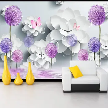 

Modern 3D Floral Wall Painting Custom Photo Wallpaper Mural Living Room Bedroom Background Wall Papers Self Adhesive Vinyl/ Silk