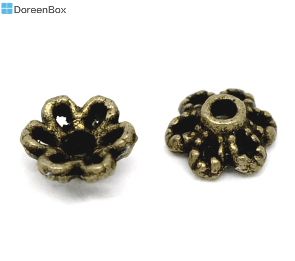 Doreen Box прекрасные 300 бронзовые цветные колпачки из бисера 6x2 8 мм (B13158)|bead caps|flower bead