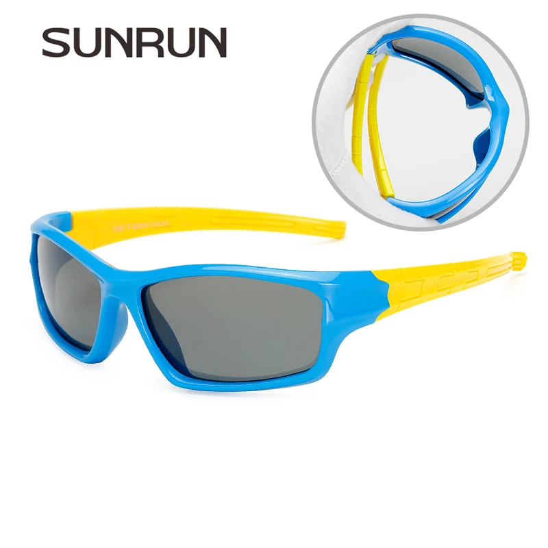 

SUNRUN 2018 Fashion Boys Polarized Sunglasses Brand Designer Kids TR90 Frame Sun Glasses Baby Girls UV Protection Eyewear S801