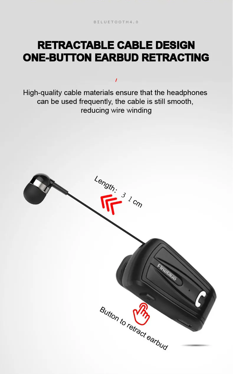 Fineblue F-V6, мини беспроводные наушники, стерео клип, Bluetooth гарнитура, Выдвижной Bluetooth 4,0, наушники для смартфона