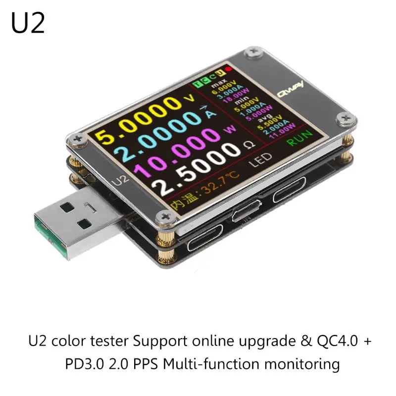 Обновленный WEB-U2 USB тестер QC4.0+ PD3.0 2,0 PPS протокол быстрой зарядки емкость постоянного тока метр 4~ 24 В 5A OOTDTY