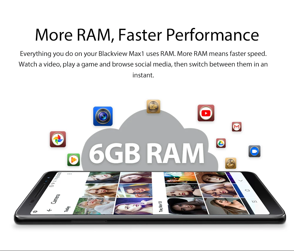 Blackview MAX 1 MT6763T Android 8,1 мобильный телефон Мини проектор передвижной домашний кинотеатр 6 ГБ + 64 ГБ NFC OTG LTE 6,01 ''смартфон MAX1