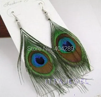 

Wholesale 120 pairs Natural Peacock Feather Drop Earrings,Free Shipping