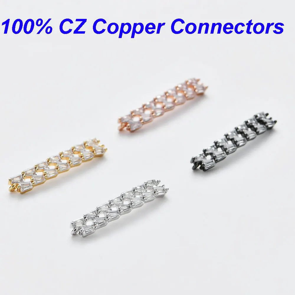 

Vnistar 6*36mm CZ Charm Connector for diy Bracelets Making Micro Pave Bar Connectors diy Jewelry Finding Accessories Wholesale