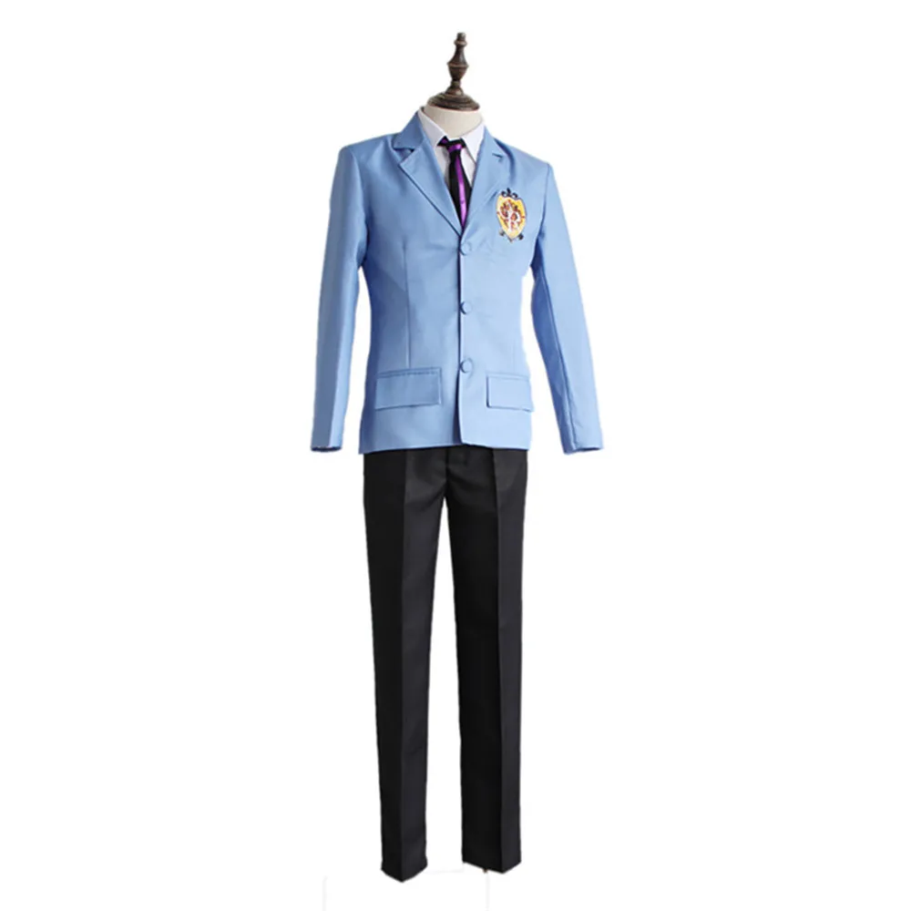 Anime Ouran High School Host Club Cosplay Costume Boys Girls Blue Uniform Suit