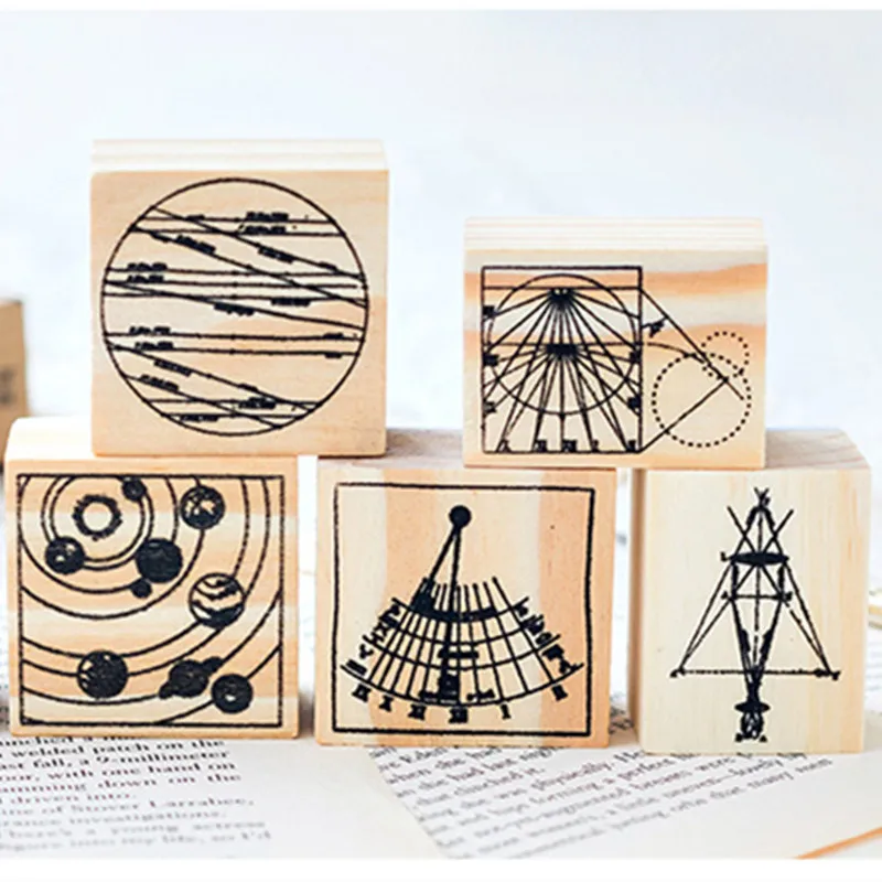 Mo. Card винтажный геометрический предметы деревянный штамп Декоративные DIY канцелярские принадлежности Скрапбукинг розничная торговля