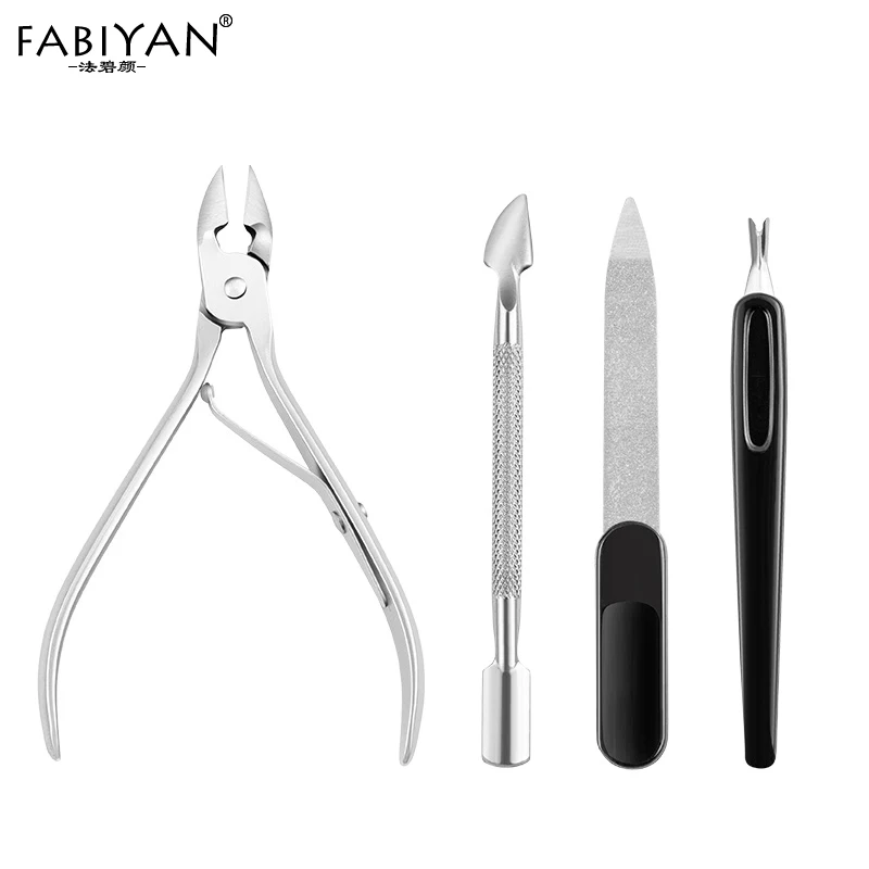 

4Pcs/set Nail Art Nippers Clipper Cuticle Spoon Pusher Dead Skin Remover Fork Nail Files Trimmer Scissors Manicure Care Tools