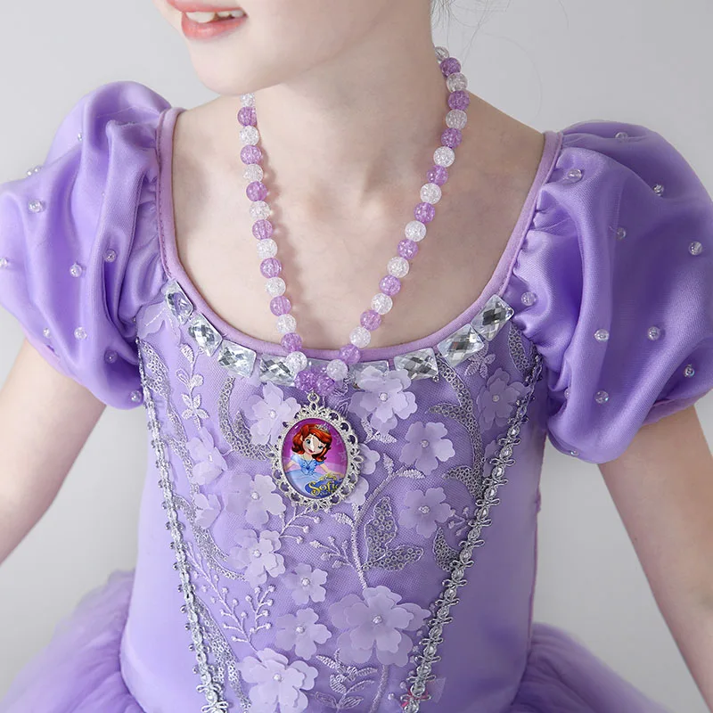 Платье принцессы Софии для девочек; детская одежда; летнее платье с расклешенными рукавами; Детский карнавальный костюм на день рождения