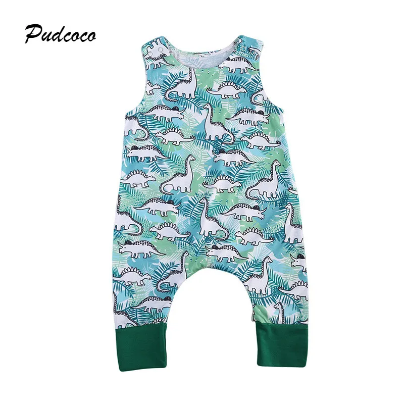3 18M Newborn Baby Dinosaur Clothes Sleeveless Animal Print Cotton
