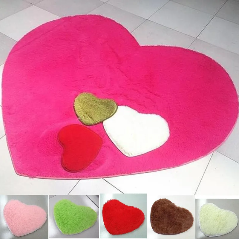 Fashion Heart shaped Carpet Bathroom Floor Mat Home Wedding Decor