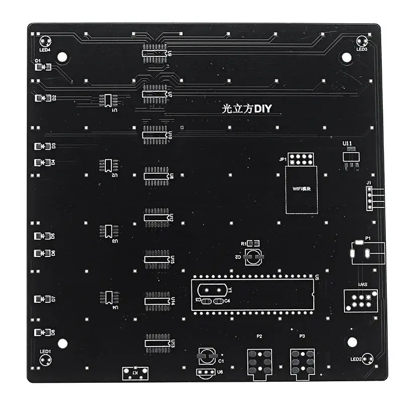 DIY WI FI приложений 8x8x8 3D светильник Cu быть квадратный комплект синий светодиодный