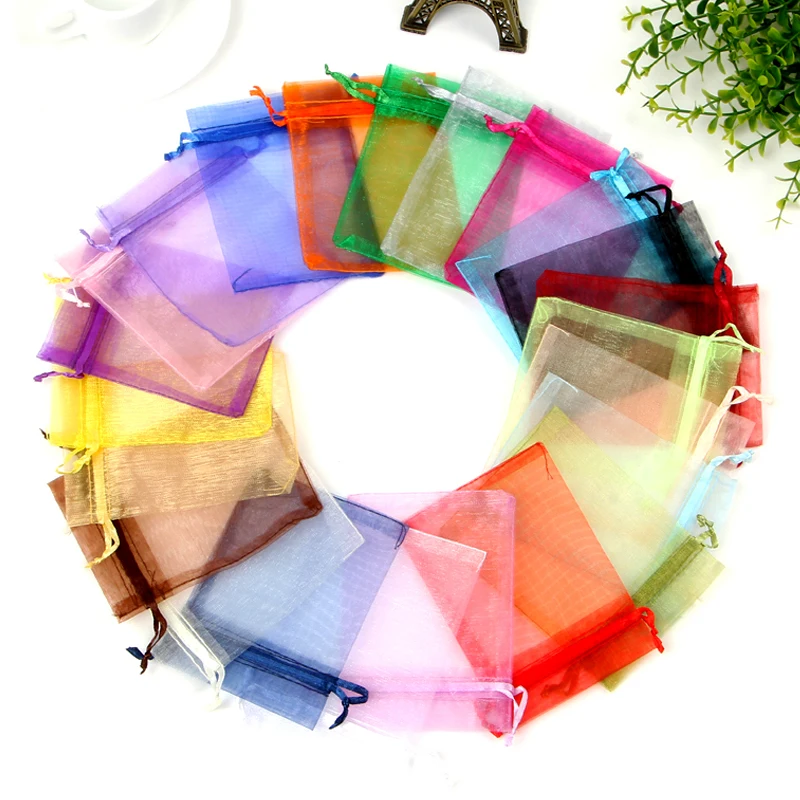 50Pcs 21 Colors 7X9 9X12 10X15 13X18cm Organza Bags Gift Bag Drawable Jewelry Packing Pouches Can Custom Logo 50pcs 21 colors 7x9 9x12 10x15 13x18cm organza bags gift bag drawable jewelry packing pouches can custom logo
