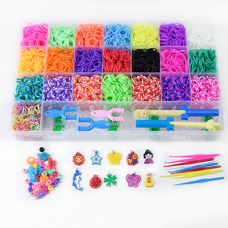 6800pcs/set High Quality Rubber Loom Band Kit Kids DIY Handmade PVC Box Kit Set Weave Bracelets Arts and Crafts for Kids