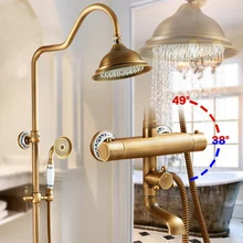 Mur Monté Antique Deux Poignées En Laiton Thermostatique De Douche mélangeur Thermostatique robinet, douche Robinets Antique Finition AST9507
