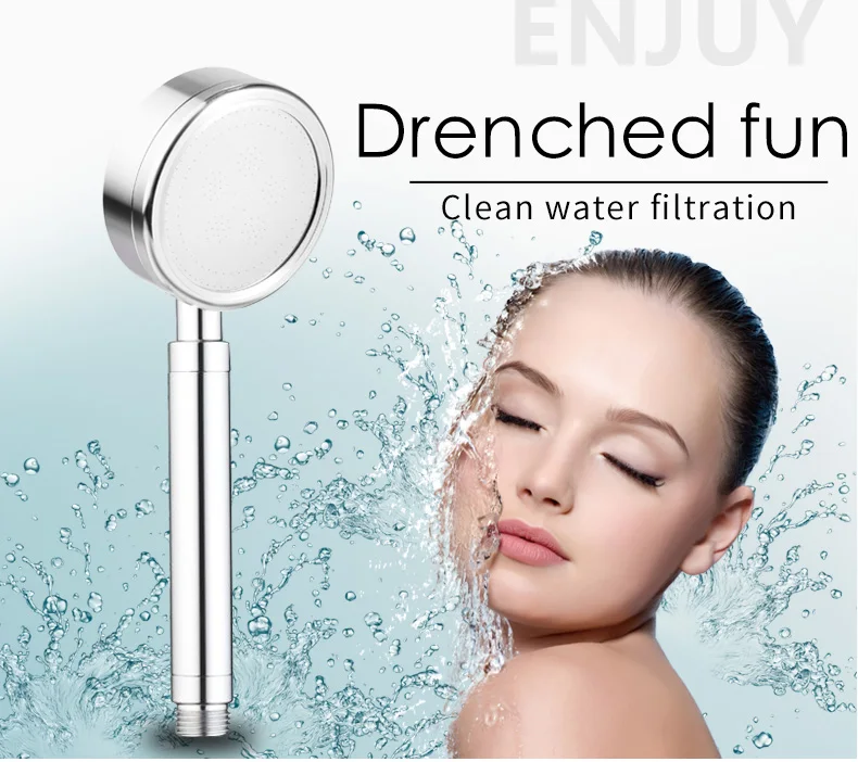 

Lightdot High Pressure HandHeld Shower Head Chrome-Plate Panel Streamline Water Saving Square Bathroom
