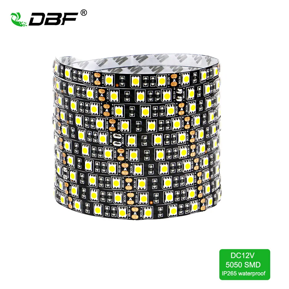 

5M LED Strip, DBF IP65 Waterproof 5050 SMD Single Color RGB LED Flexible Strip Light Black PCB Board Color Changing Decoration