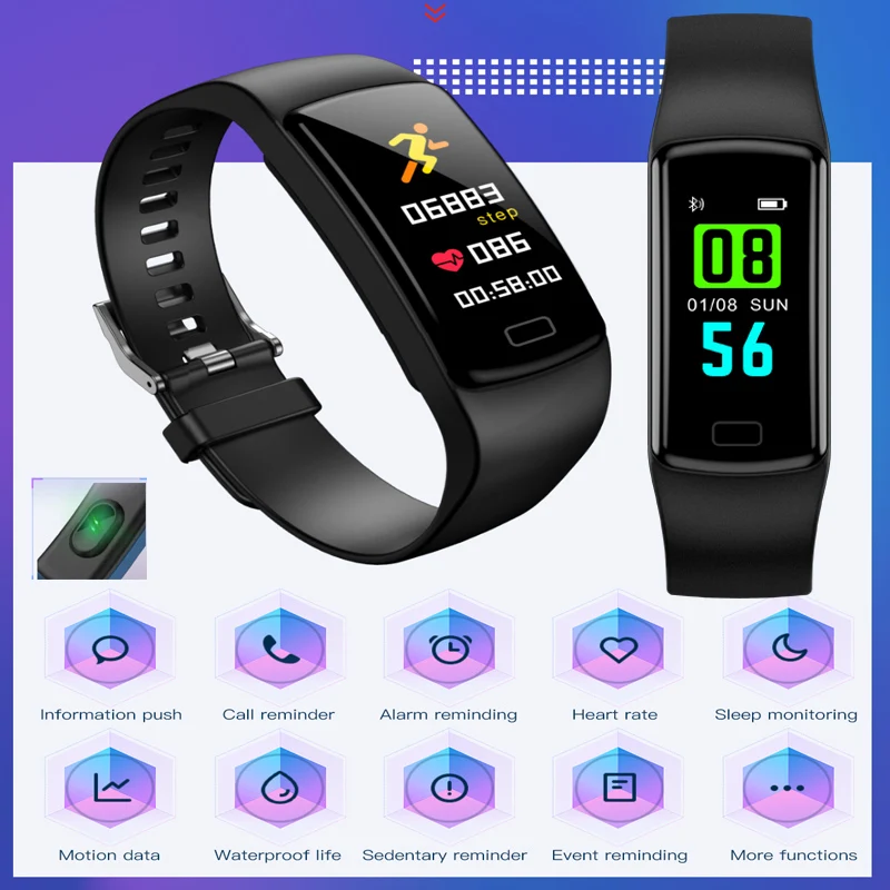 

Y9 Smart Bracelet Color Screen Heart Rate Sleep Monitor Fitness Tracking Sport Bluetooth Smart Wristband for Android IOS