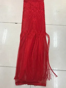 

Jolin-7206 embroidered tulle lace fabric Newest french lace fabric fringel tessel Embroidered tulle mesh fabric