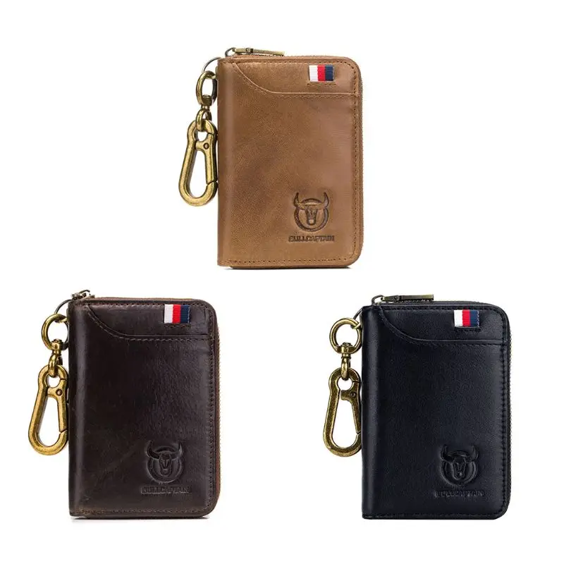 

Women Men Genuine Leather Car Keychain Card Holder Wallet Case Key Organizer Bag keyring