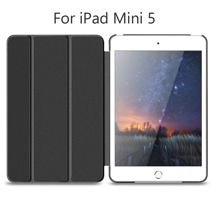 Чехол gkk для iPad Mini 5, чехол, кожа, трифокалы, подставка, магнит, Авто Режим сна, ультра тонкий чехол для iPad Mini 4, защитный чехол, Funda - Цвет: mini 5 Black