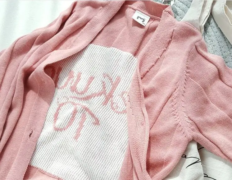Г. Новая детская весенняя одежда Корейский модный Детский кардиган, длинное пальто для подростков свитер для маленьких девочек детский хлопковый свитер#3887 - Цвет: pink sweater