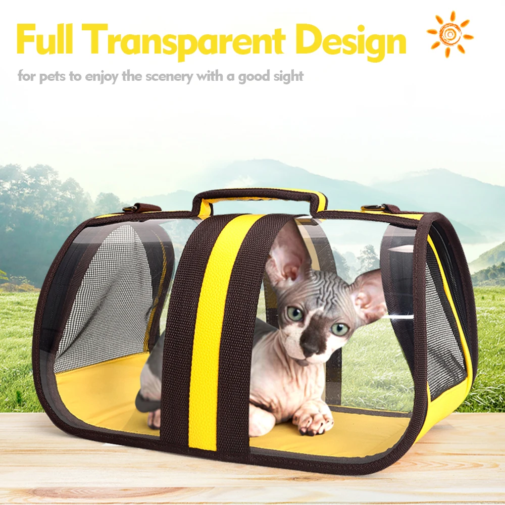 Рюкзак-переноска для питомцев, кошек, собак, сумка-переноска, видимая прозрачная дышащая сумка на плечо, большое пространство, светильник