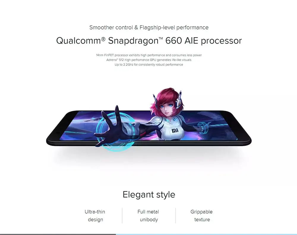 Xiaomi Mi A2 4G Phablet 5.99 inch Android 8.1 Snapdragon 660 Octa Core 2.2GHz 4GB RAM 64GB ROM 12.0MP + 20.0MP Rear Camera Fingerprint Sensor 3010mAh Li-ion Battery- Black