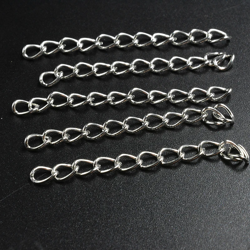 

FLTMRH 60pcs/pack 50x3mm Silver Color Metal Bulk Tail Chains Extended Extension Chain for Bracelets Necklace Jewelry Making