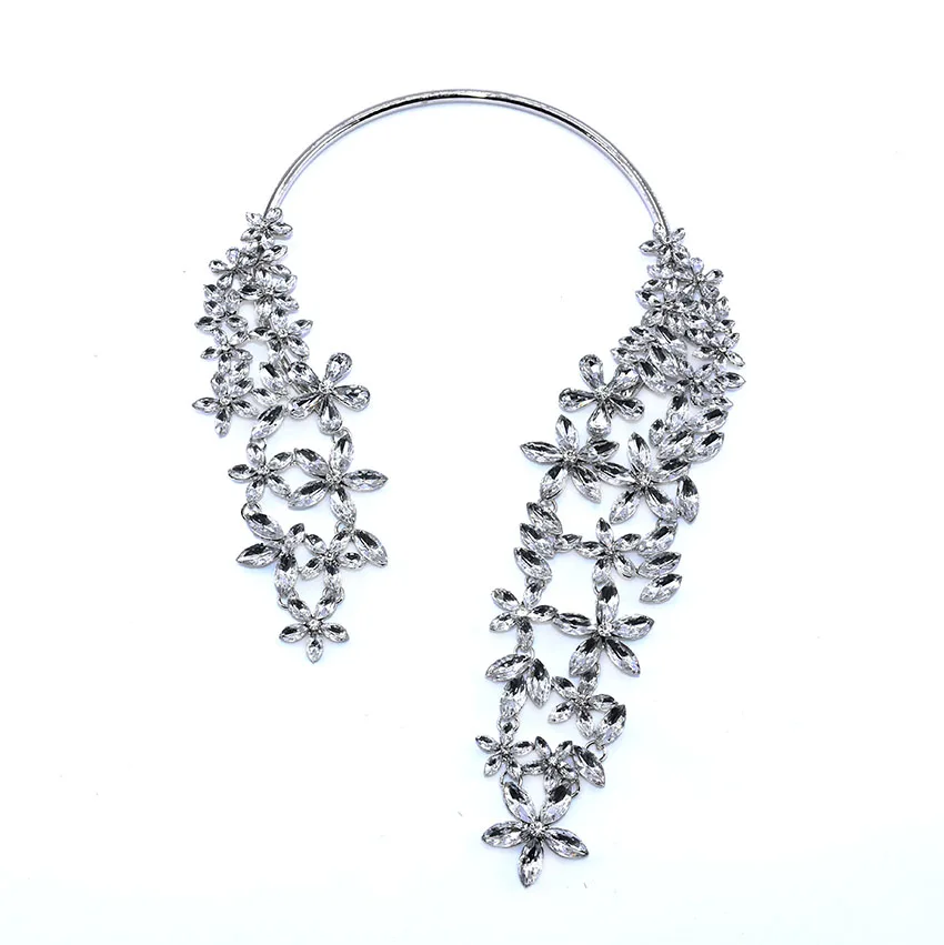 Массивное ожерелье-чокер с цветком из драгоценных камней для женщин, большой длинный воротник, массивное ожерелье, ювелирные изделия для женщин, индийские вечерние женские ожерелья