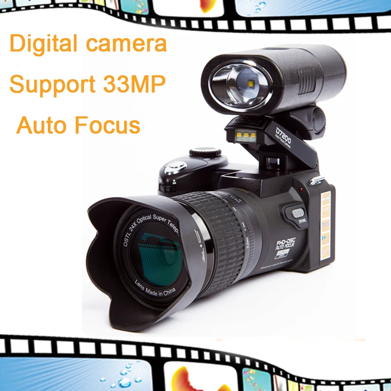 

2017 NEW D7200 digital cameras support 33MP 24X Telephotos Lens & 8X Digital zoom Wide Angle Lens LED Spotlight HD camcorder