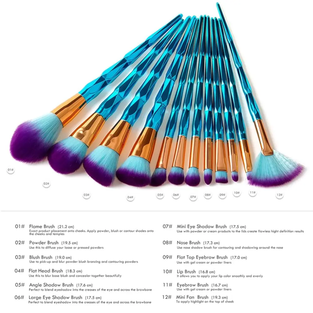 1 набор профессиональных кистей для макияжа с бриллиантами и единорогом, основа для лица, тени для век, контурная пудра для губ, косметический набор кистей для макияжа
