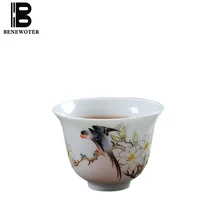 60cc фарфор в китайском стиле чайная чашка Цзиндэчжэнь нарисованный вручную Цветок Птица узор чайная посуда мастер чайные пиалы чашки для Саке подарок на день рождения