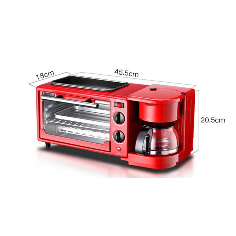 

LSTACHi 3 in 1 Home Breakfast Machine Coffee Maker Frying Pan Bread Toaster Electric oven Bread baking machine