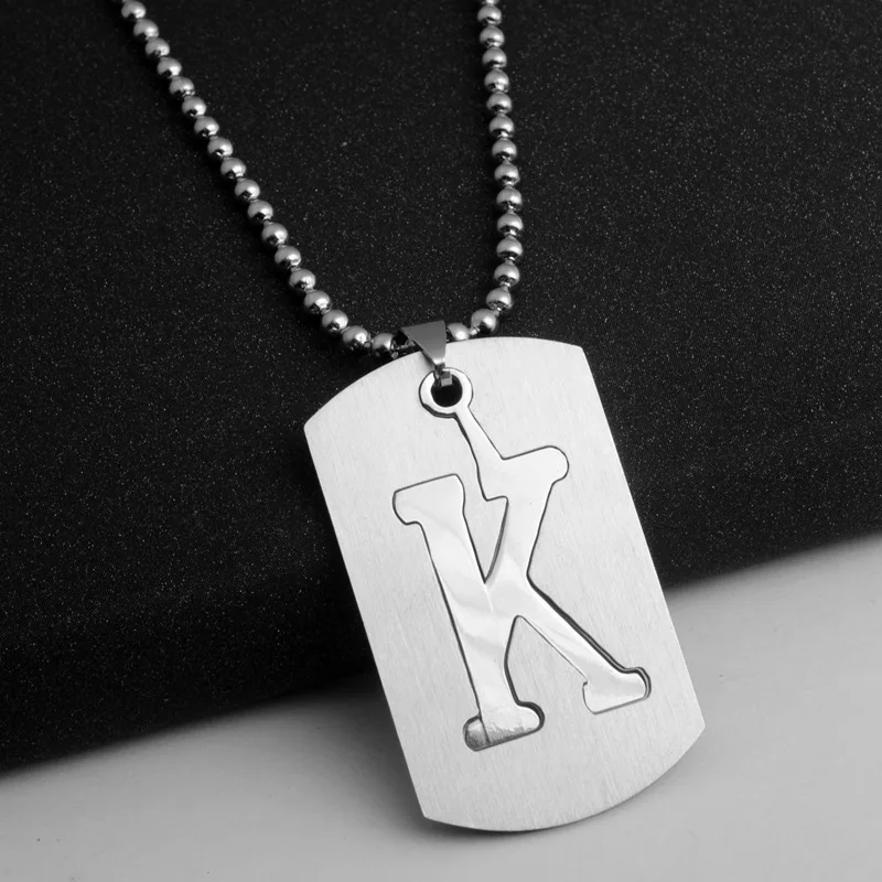 Титановая Подвеска из нержавеющей стали 26 букв Алфавит Dogtag для мужчин и женщин DIY Подвески, ожерелья ювелирные изделия Pingente Ciondoli Pendentif - Окраска металла: K