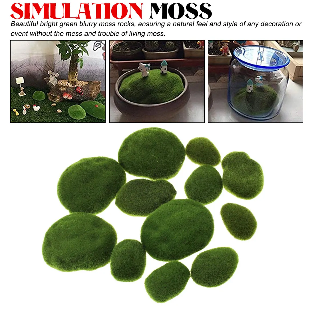 

1pcs Aquarium Garden Plant DIY Micro Landscape Decorations Simulation Moss Irregular Green Stones Grass