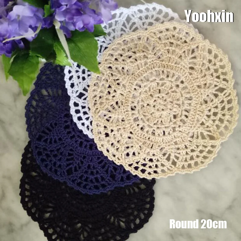 

Handmade Round cotton placemat cup coaster mug tablecloth wedding table place mat cloth lace Crochet tea coffee doily dish pad