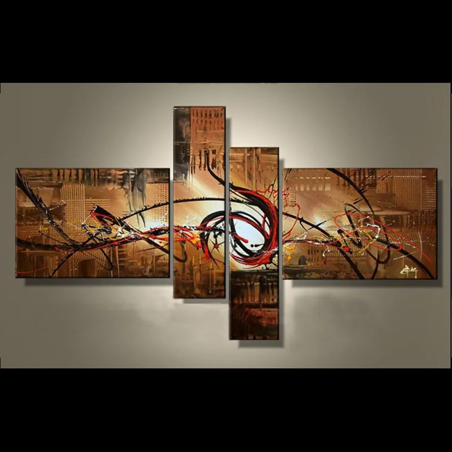 

Modern Abstract Painting 4 Piece Canvas Art Handmade Oil Painting Abstract Canvas Living Room Wall Decor