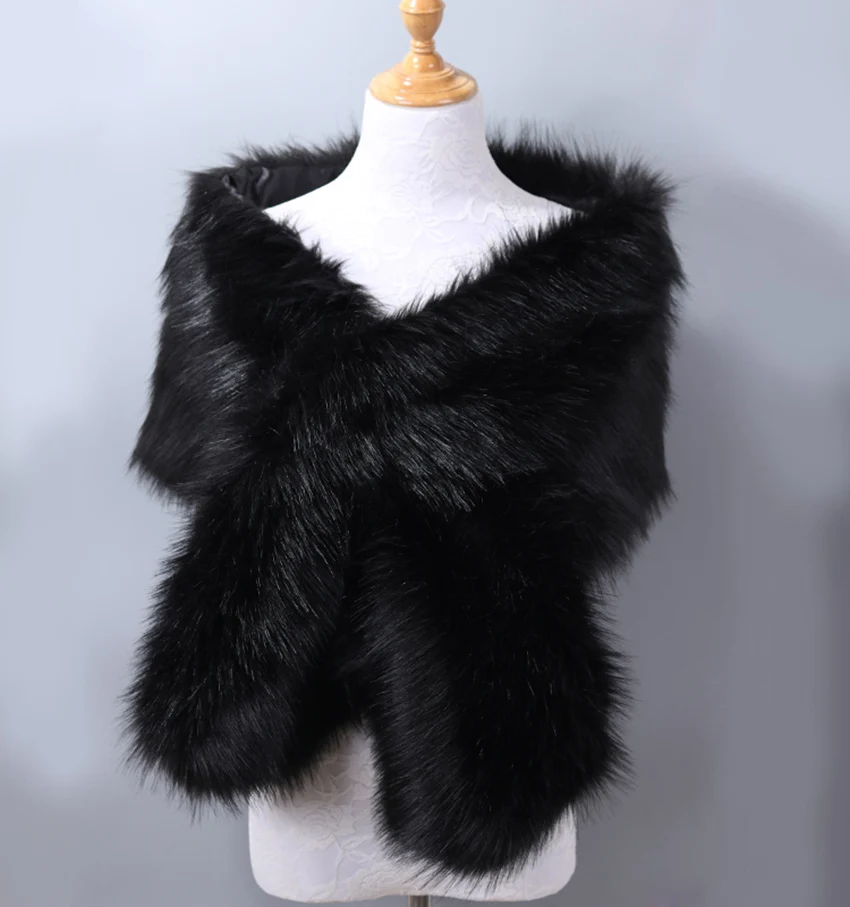 Wedding Warp Faux Shawl Winter Brown Bridal Jackets Accessories 165*30CM