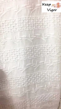 

NEW! factory directing sale (1yard) 100% cotton white good quality full embroidery fabric for lady dress wedding party lace